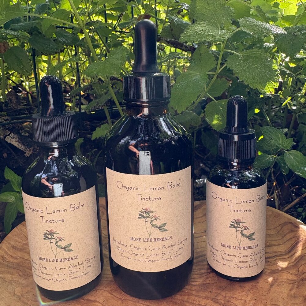 Organic Lemon Balm Tincture - 2oz. - Gluten Free - Natural - Farm Fresh